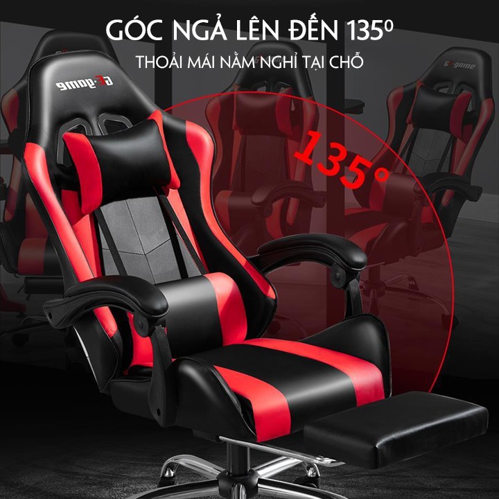 Ghế gaming GEGame bọc da cao cấp có gác chân