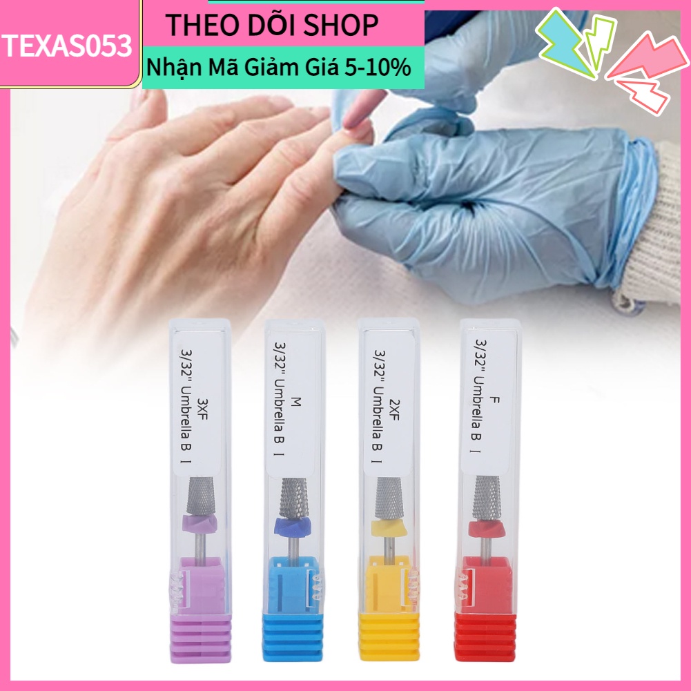 [Hàng mới về] Set 4 đầu mài móng đán bằng loại bỏ lớp sơn gel bằng vonfram cacbua tiện dụng