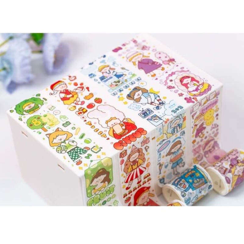 Set 5 cuộn washi xinh xắn,băng dính trang trí