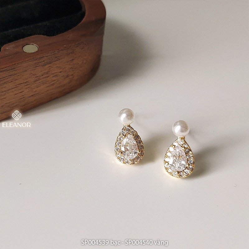 Bông tai nữ chuôi bạc 925 Eleanor Accessories dáng giọt nước đính ngọc trai nhân tạo phụ kiện trang sức 4539