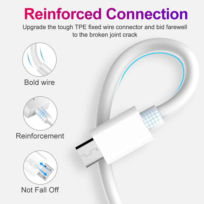 Dây Cáp Sạc Nhanh 1M 2M 3M Micro USB Cho Điện Thoại Samsung Huawei Android