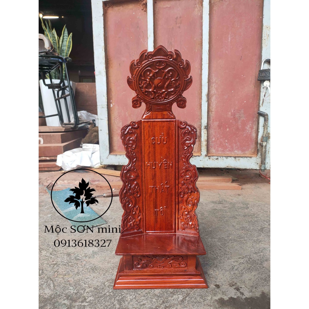 Bài vị thờ cửu huyền thất tổ hoa lá tây gỗ hương,bài vị đế phẳng cỡ cao 49cm