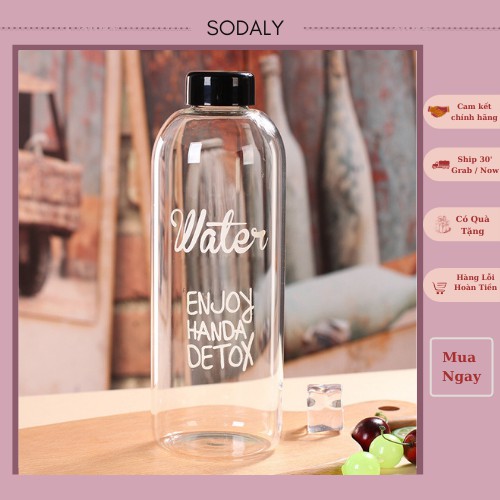 Bình Nước Detox " Water Pongdang" 1000 ml (Màu Trong Suốt ) - Kèm 1 Túi Vải - Nhà Cửa & Đời Sống