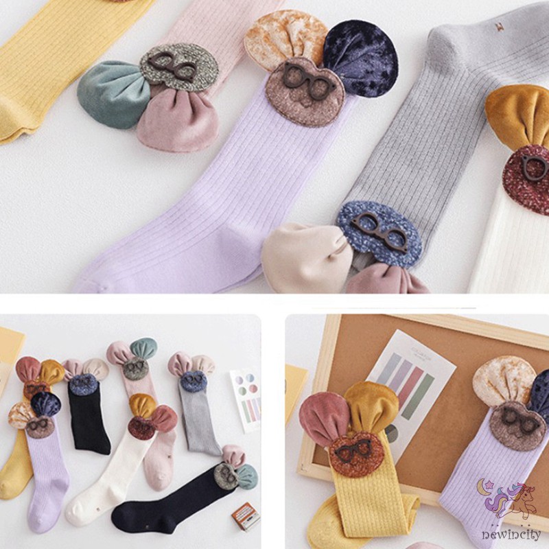 Vớ cotton màu trơn thiết kế kiểu dáng hoạt hình phong cách thời trang Hàn Quốc cho nữ