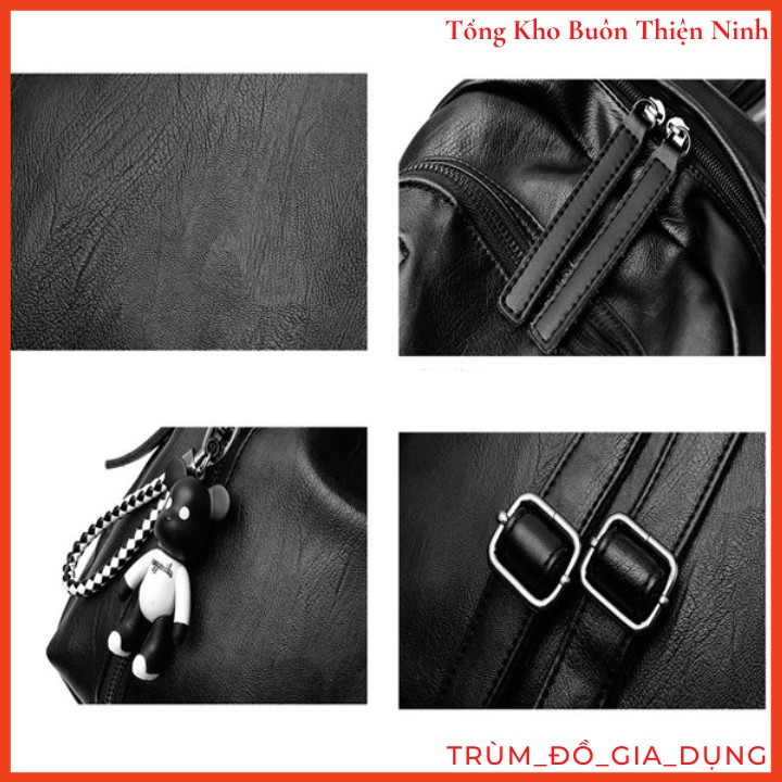 Balo nữ da mềm thời trang tặng kèm móc gấu