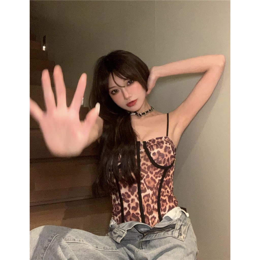 Jumpsuit Hai Dây Họa Tiết Da Báo Thời Trang Hàn Quốc Gợi Cảm Cho Nữ | BigBuy360 - bigbuy360.vn