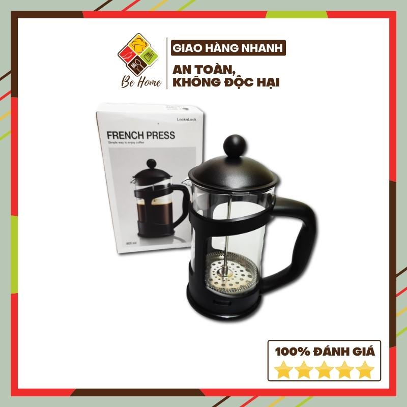 Bình pha cà phê, trà thủy tinh kiểu Pháp French Press BEHOME Bình inox cao cấp tiện dụng