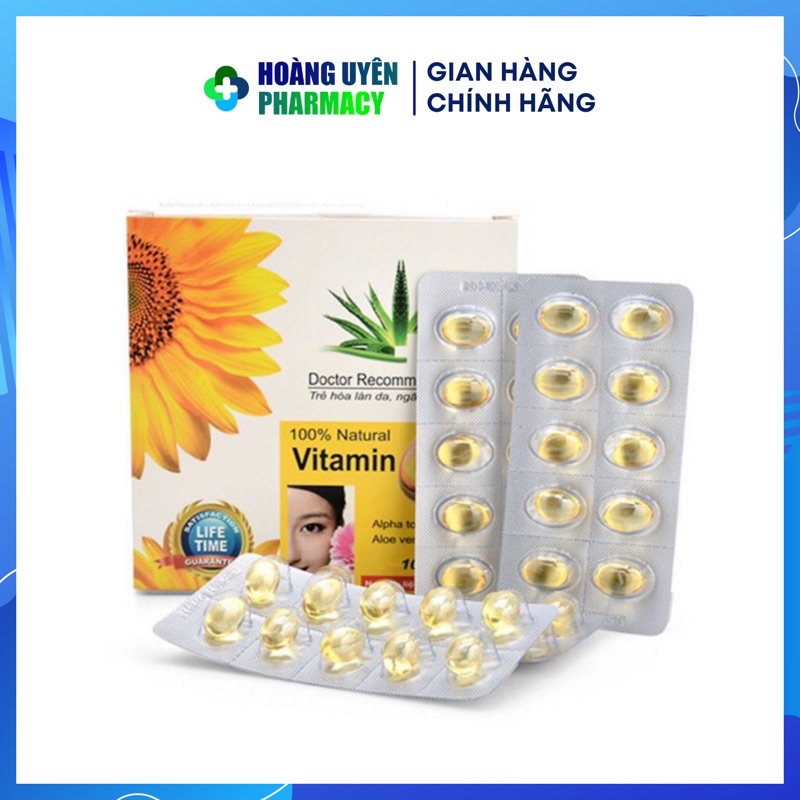 Viên uống đẹp da Vitamin E 400 kèm tinh chất nha đam - Hộp 100 viên