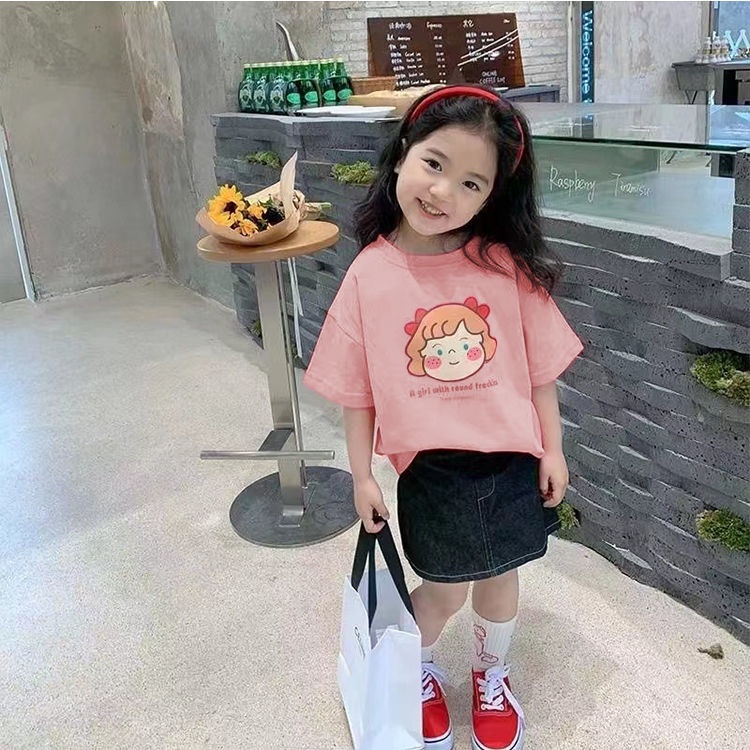 Áo Thun Cotton Nguyên Chất Tay Ngắn Phong Cách Nhật Bản Thời Trang Mùa Hè Hàng Mới 2022 Phong Cách Phương Tây Dành Cho Bé Gái 100