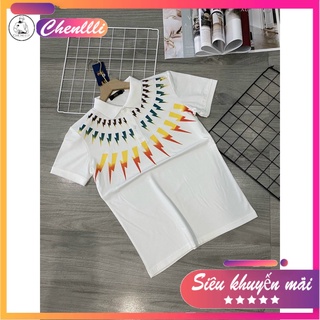 Áo thun nam ngắn tay có cổ,cổ trụ họa tiết tia sét -chenllli