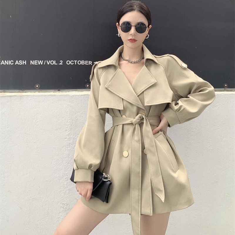 Áo khoác măng tô 2 lớp dáng ngắn phong cách Hàn Quốc cho nữ | BigBuy360 - bigbuy360.vn