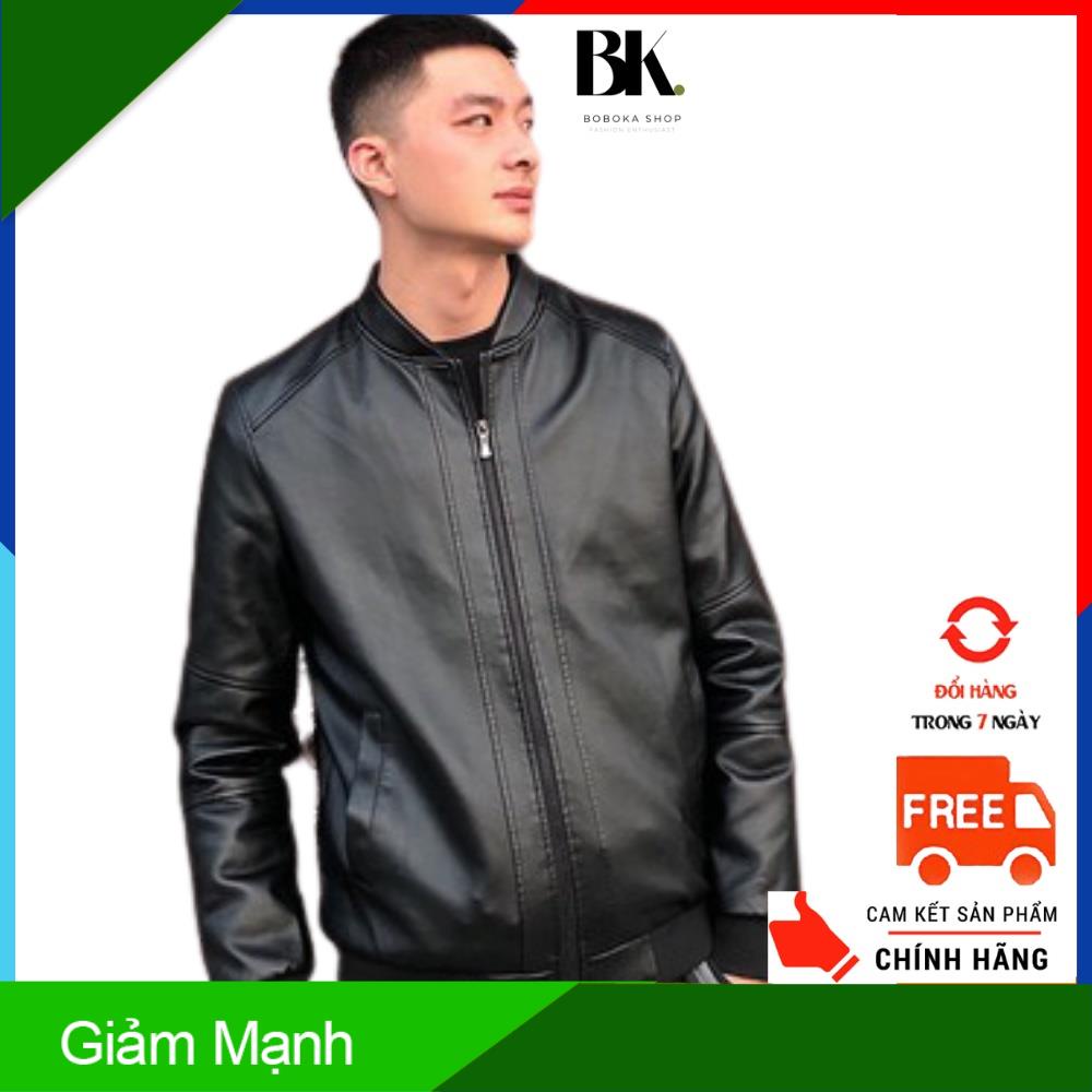 Áo khoác da nam BUTINIO (CHÍNH HÃNG) áo khoác da BOMBER nhập khẩu cao cấp dành cho QÚY ÔNG/ Jacket Đen-DN0