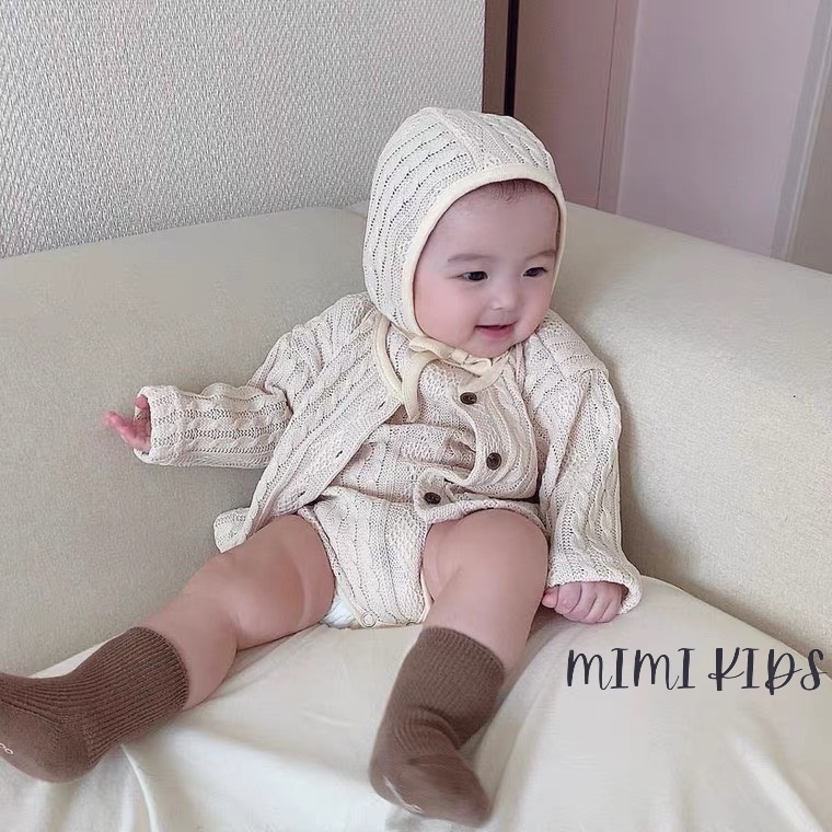 Tất vớ trơn cao cổ phong cách Hàn Quốc chống trơn trượt cho bé Mimi Kids T01