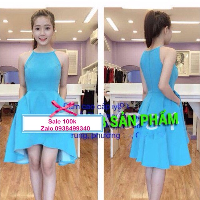 Đầm xoè yếm đuôi tôm 2 màu (sale 100)