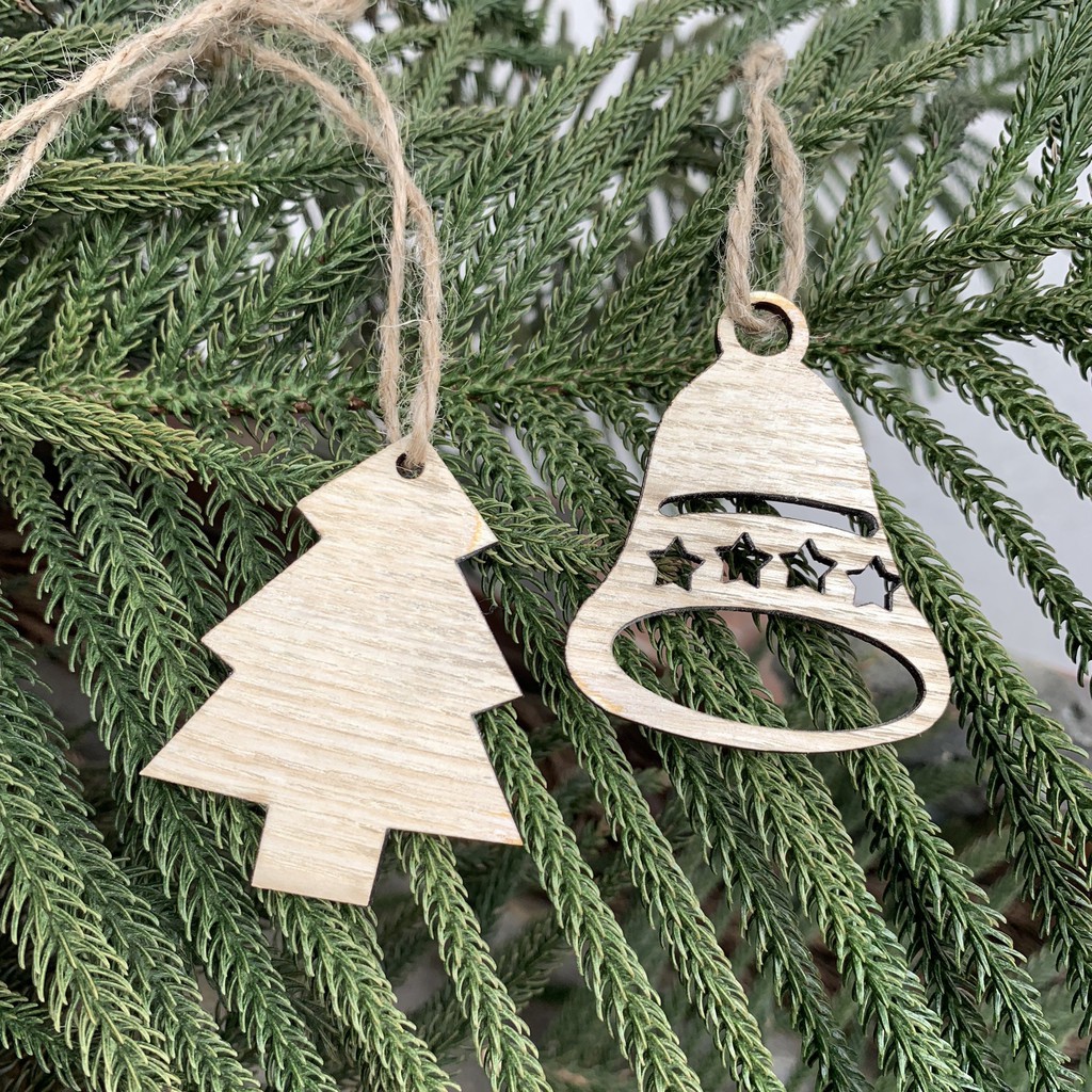 Trọn Bộ Đồ Trang Trí Cây Thông Noel Bằng Gỗ, Trang Trí Phòng, Nhà Cửa,... XInh Xắn