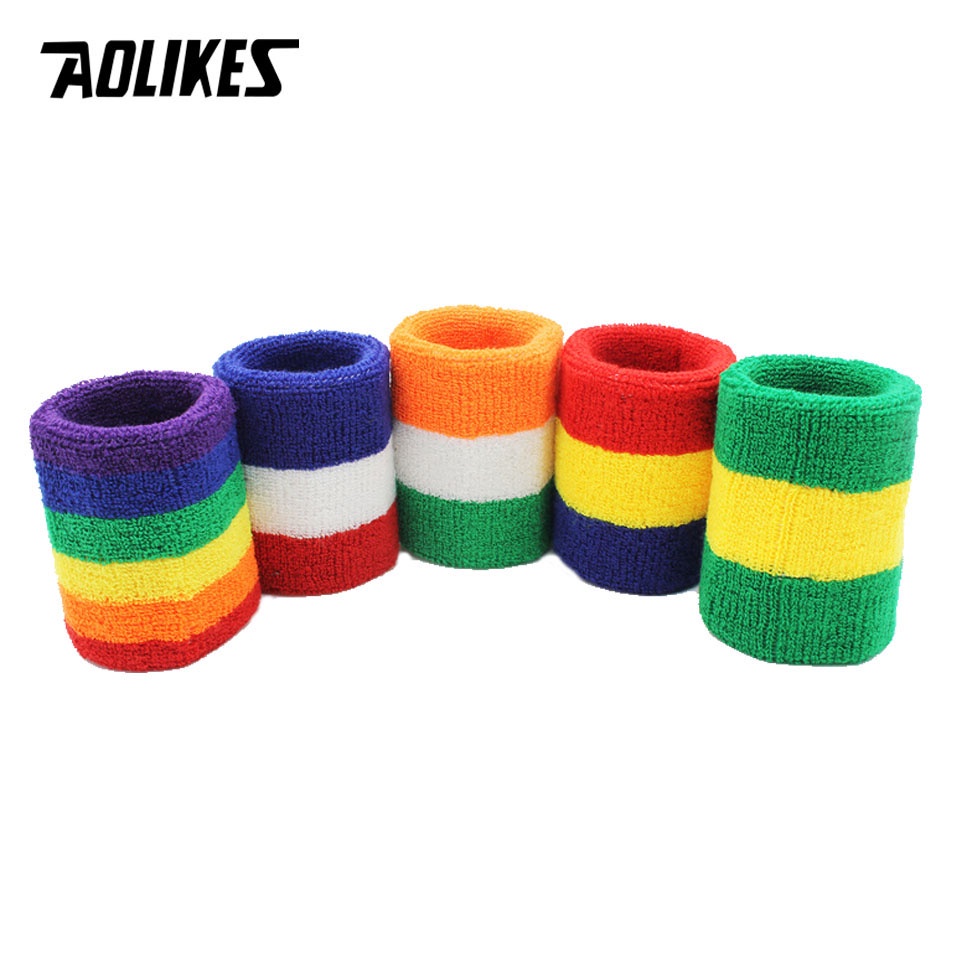 AOLIKES 1 Cặp Băng Đeo Cổ Tay Chất Liệu Cotton Thấm Hút Mồ Hôi Dành Cho Nam Và Nữ