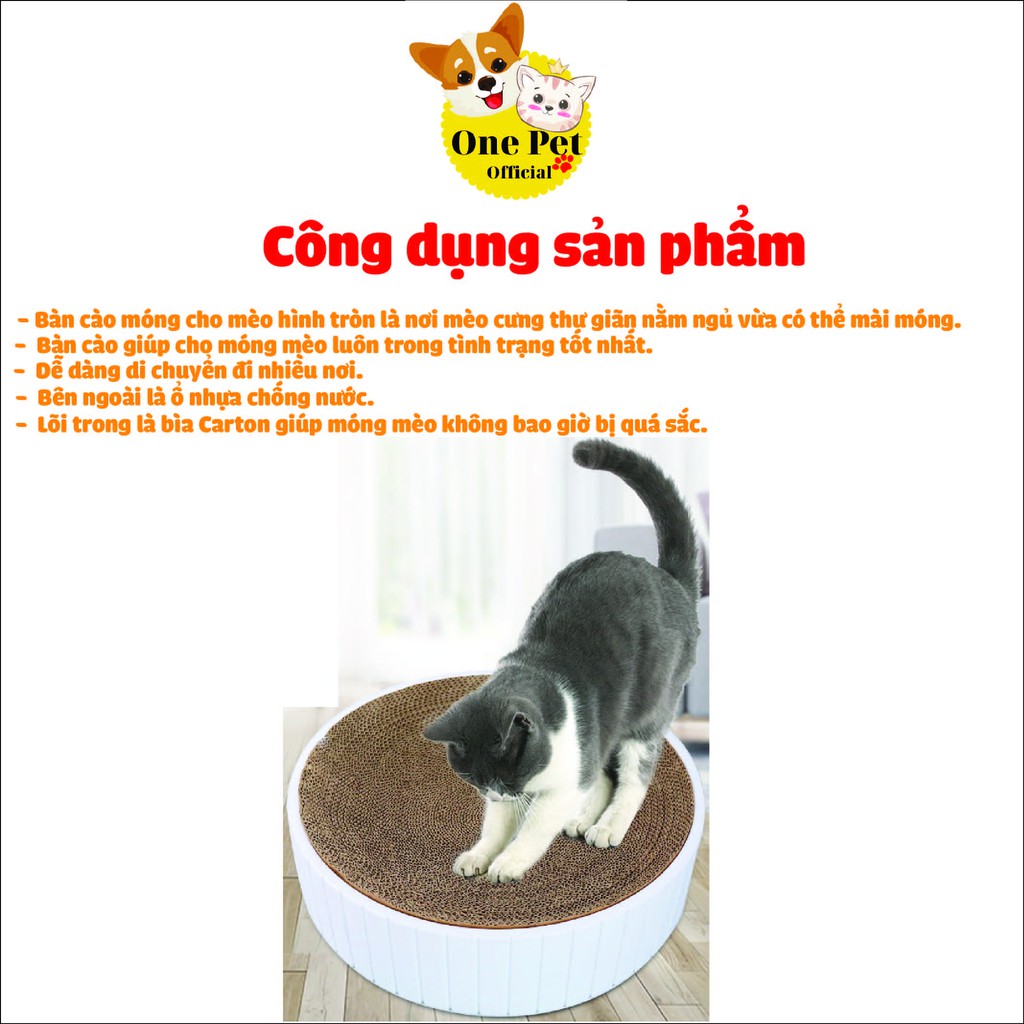 Bàn cào móng cho Mèo, kèm ổ chống nước, tặng kèm Canip - One Pet Shop