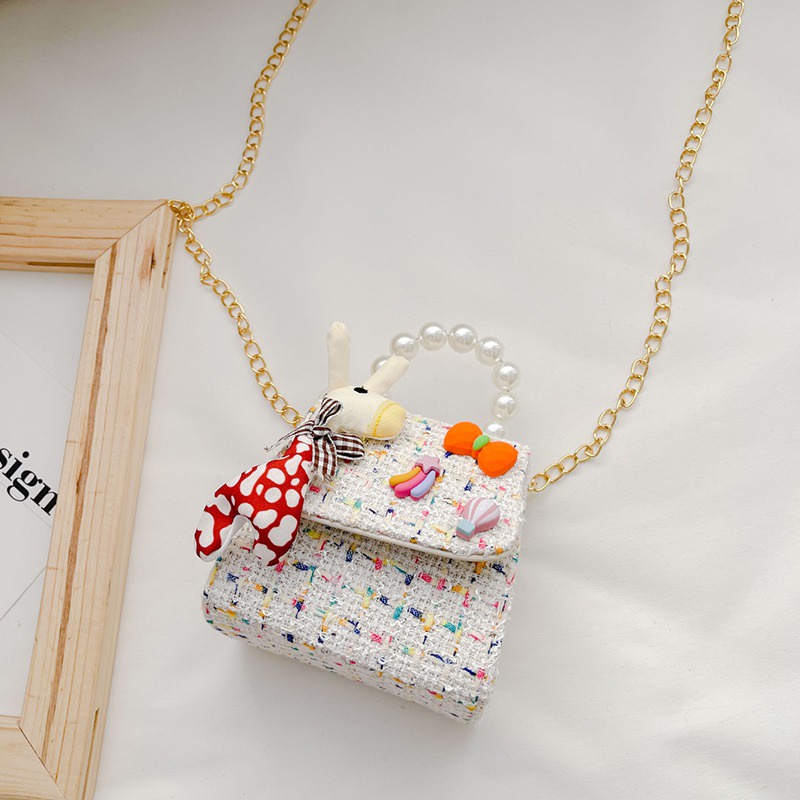 Túi Đeo Chéo Vai Hình Vuông Đính Nơ Dành Cho Bé Gái