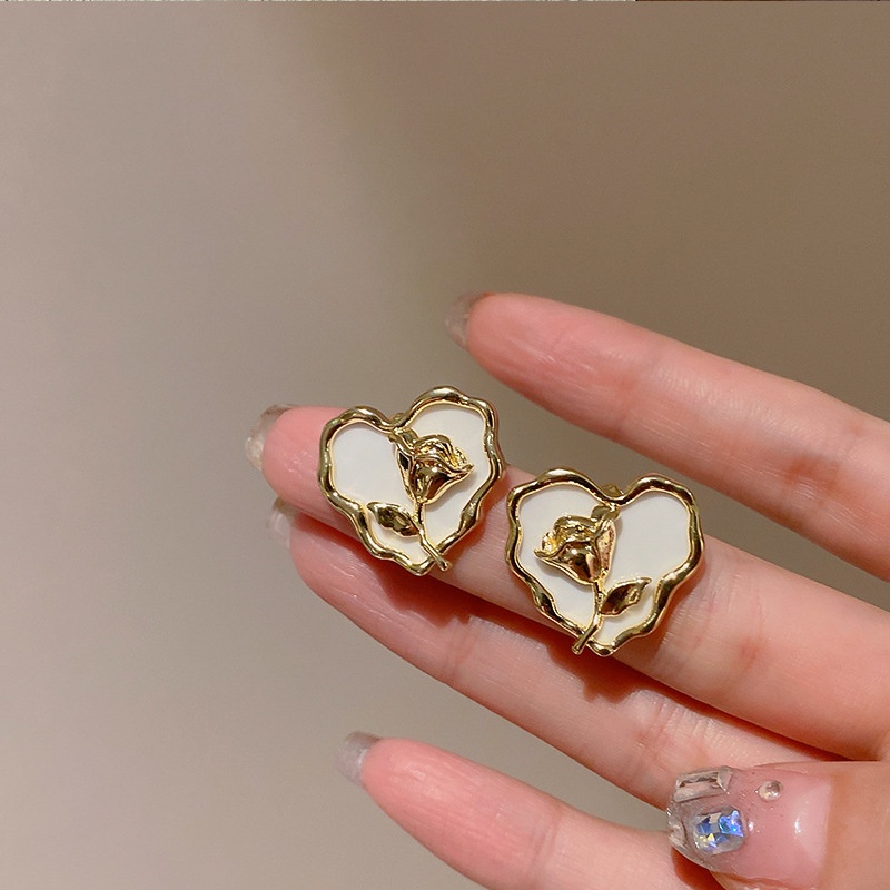 Bông Tai Mạ Bạc 925 Hình Trái Tim Ba Chiều Thời Trang 2022