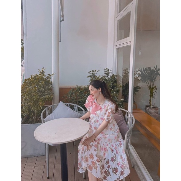 Váy bầu dáng suông vải voan tơ hồng pastel