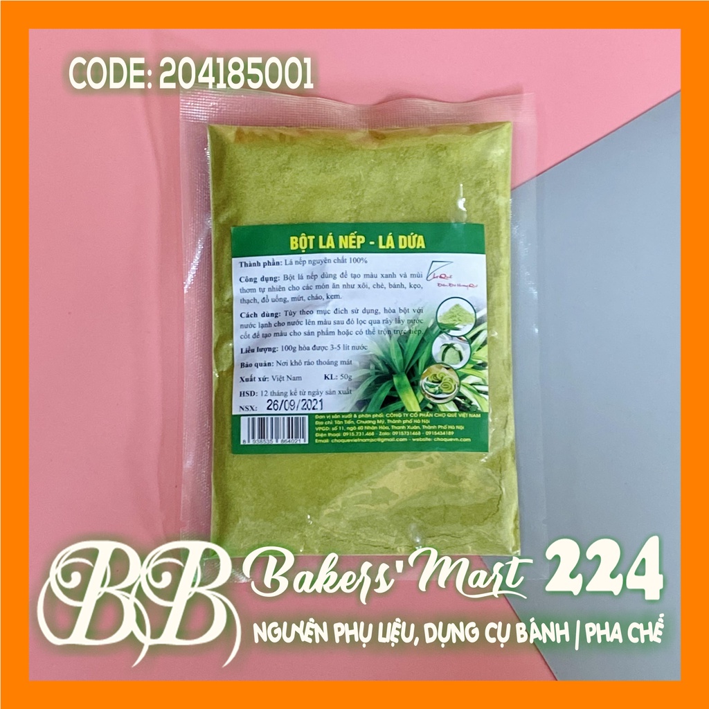 Bột tạo màu, mùi LÁ DỨA, LÁ NẾP - 1 Gói 50gr