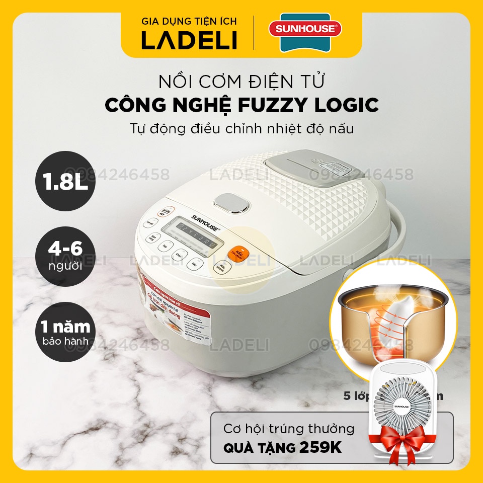 Nồi cơm điện tử 1.8L SUNHOUSE SHD8906 đa năng