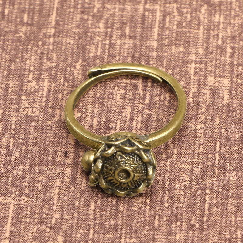 Nhẫn hở họa tiết hoa sen bằng đồng nguyên chất cá tính cho nam nữ