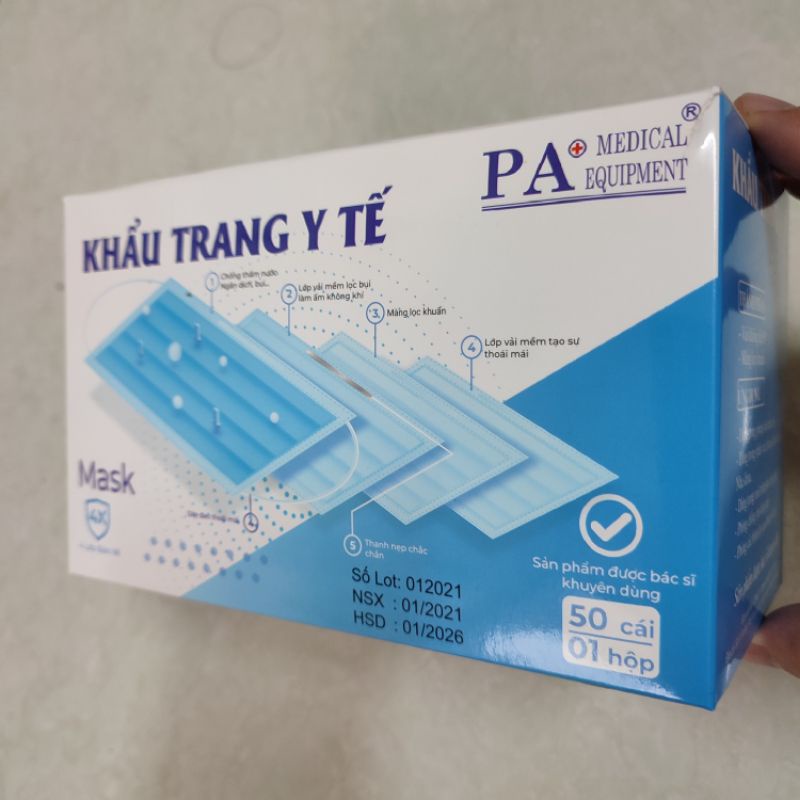 (Q1-HCM) |10 Cái| Khẩu Trang Y Tế 4 Lớp Kháng Khuẩn Thương Hiệu PA Medical (Bịch 10 Cái)