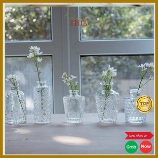 Bình hoa thủy tinh trong suốt Nấmdecor LH056, lọ hoa Decor loại 1