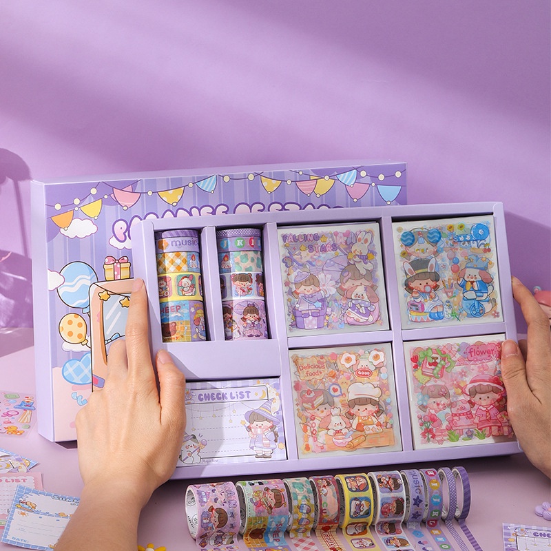 Bộ Sticker Dán Trang Trí Sổ Tay Hình Cô Gái Xinh Xắn