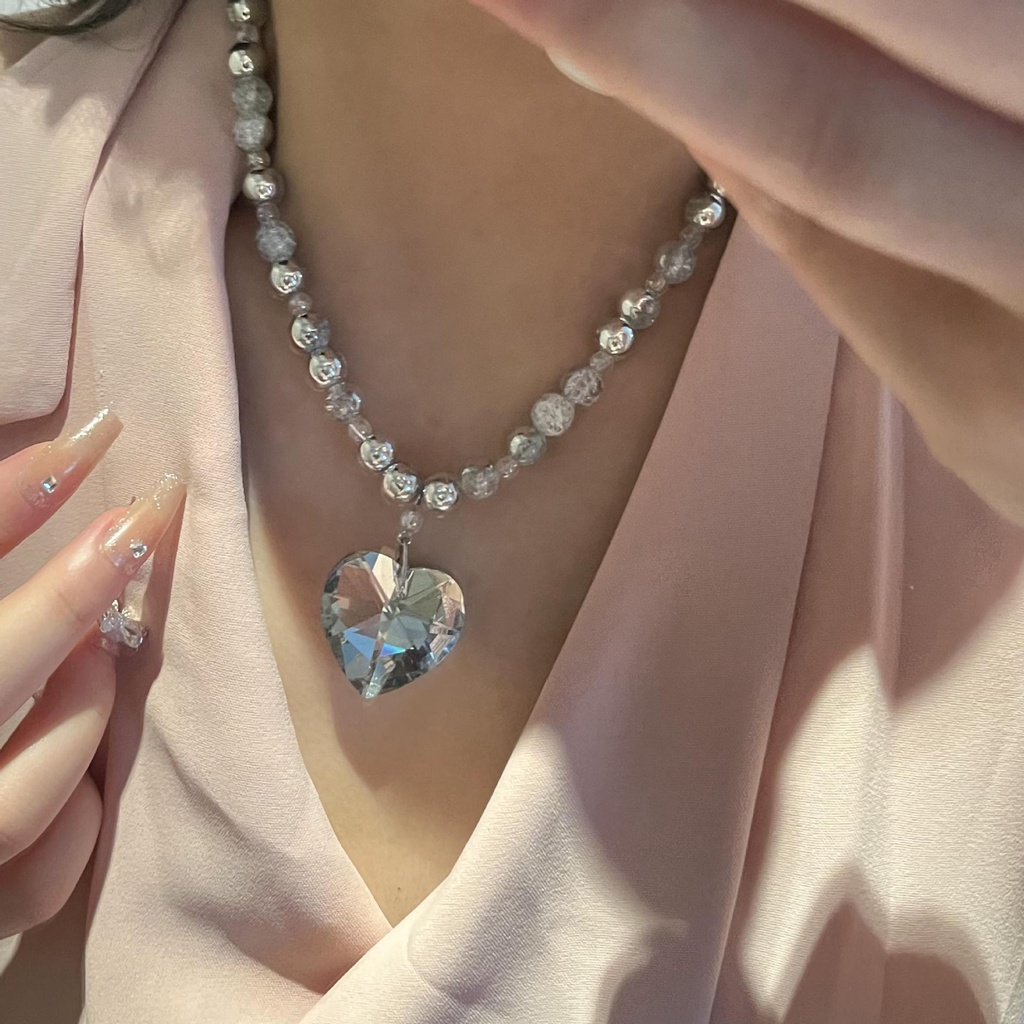 Vòng cổ Hạt Tròn Mặt Kính Cắt Lớn Siêu Lấp Lánh Sang Trọng Thời Trang Cho Nữ