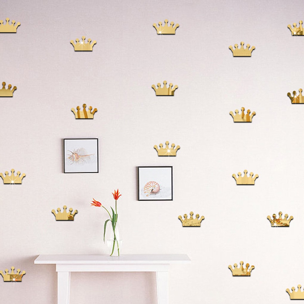 18Pcs/set CrownShapeWall Sticker 3D Acrylic Mirrored Wallpaper m Home Decoration