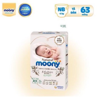 Tã bỉm MOONY NATURAL Nội Địa Nhật dán/quần NB63/S58/M48/L36/XL32