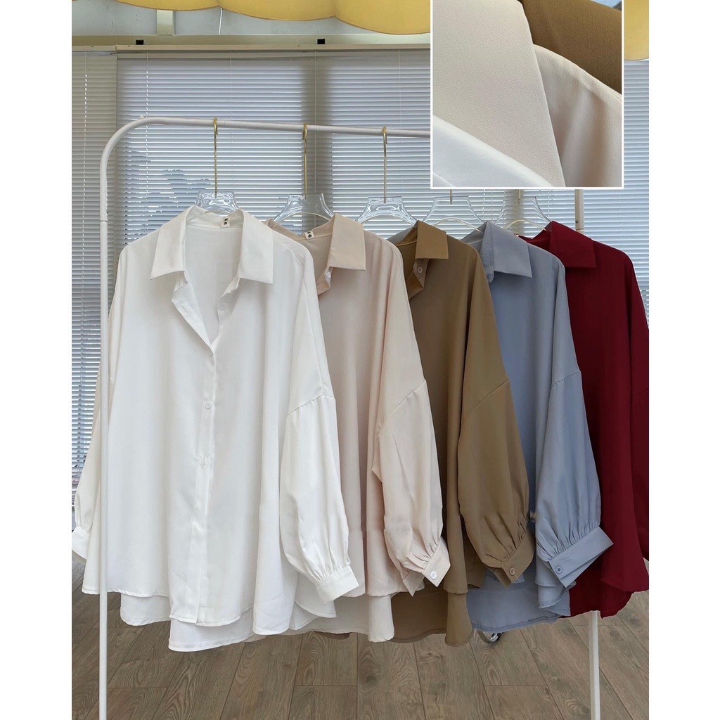 [Ảnh thật/Video] ÁO SƠ MI VOAN TRƯỢT TAY BỒNG ÁO SƠ MI MỀM MỊN PHONG CÁCH HÀN QUỐC