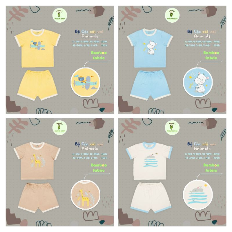 Bộ cộc cài vai cho bé Nature wear