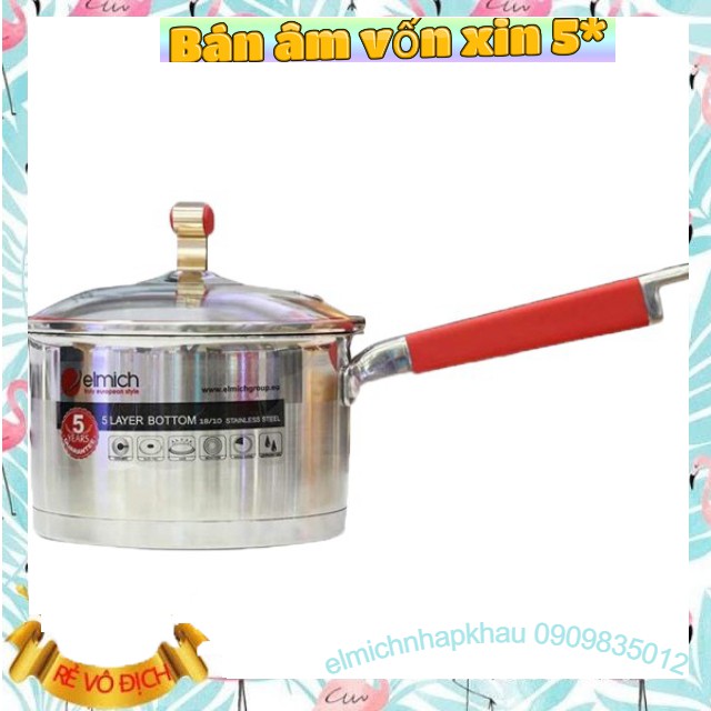 2355790 Quánh Elmich Inox 304 vung kính 5 đáy đáy từ 16cm El5790