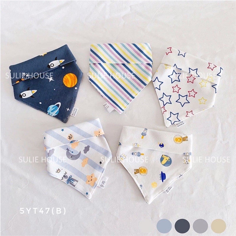 Set 5 yếm tam giác cúc bấm - 5YT47