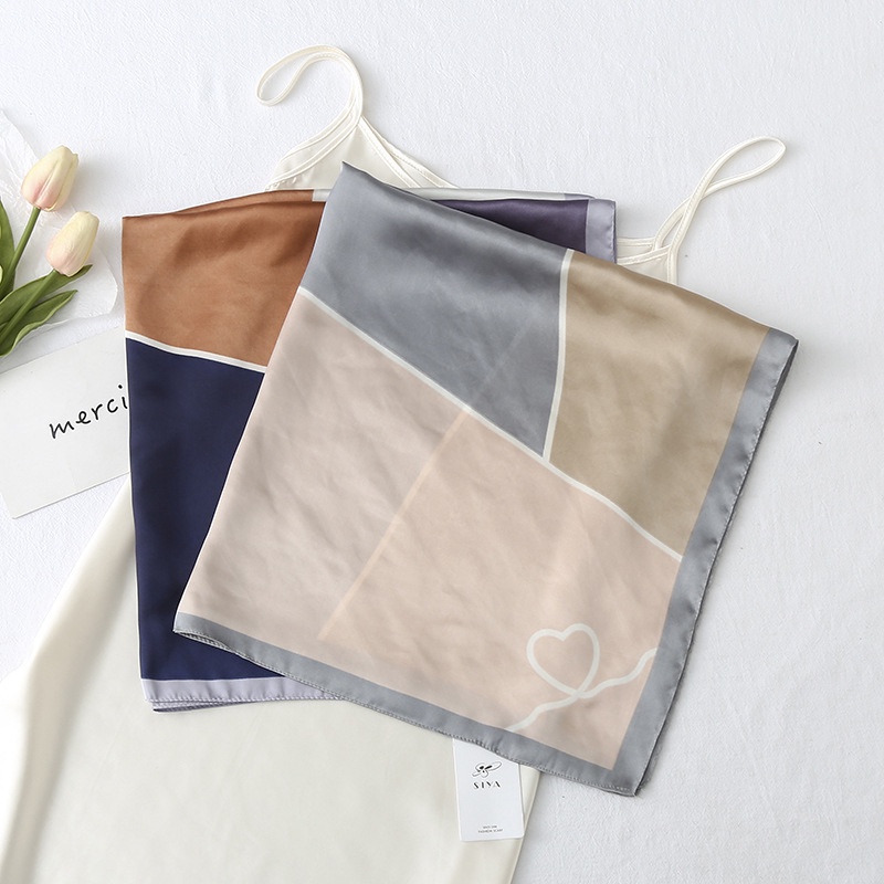 Zl Khăn Choàng Lụa Mỏng Hình Vuông Nhỏ In Họa Tiết Hình Học Màu Sắc Tươi Tắn Phong Cách Phương Tây Phù Hợp Với Tuổi Thời Trang