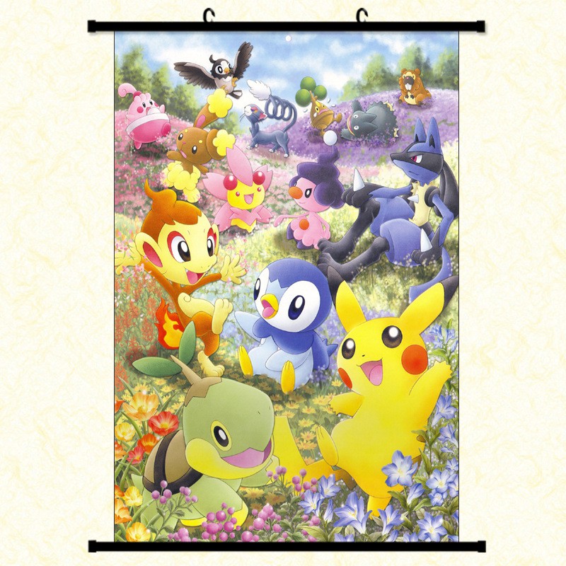 Poster vải anime Pokemon 30x45 tranh vải cuộn treo tường