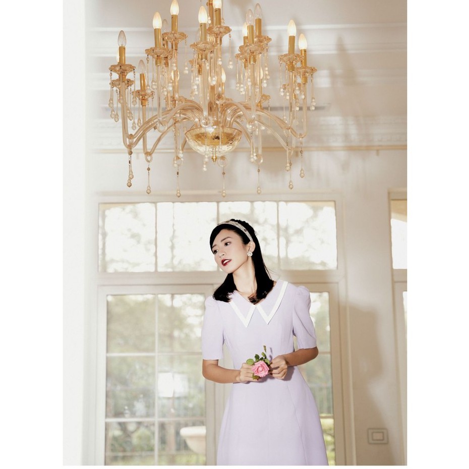 [Mã WABRWA15 giảm 15% đơn 300K] Đầm tím cổ cánh dơi tay lỡ Elise | BigBuy360 - bigbuy360.vn