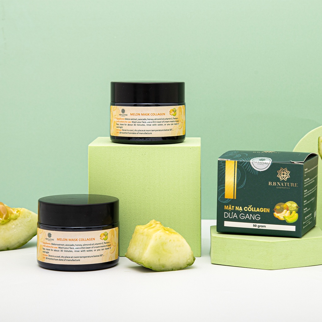 Mặt nạ cấp ẩm, chống lão hóa, làm sáng da Collagen Dưa Gang - Melon Collagen Mask B.B Nature 20-50gram