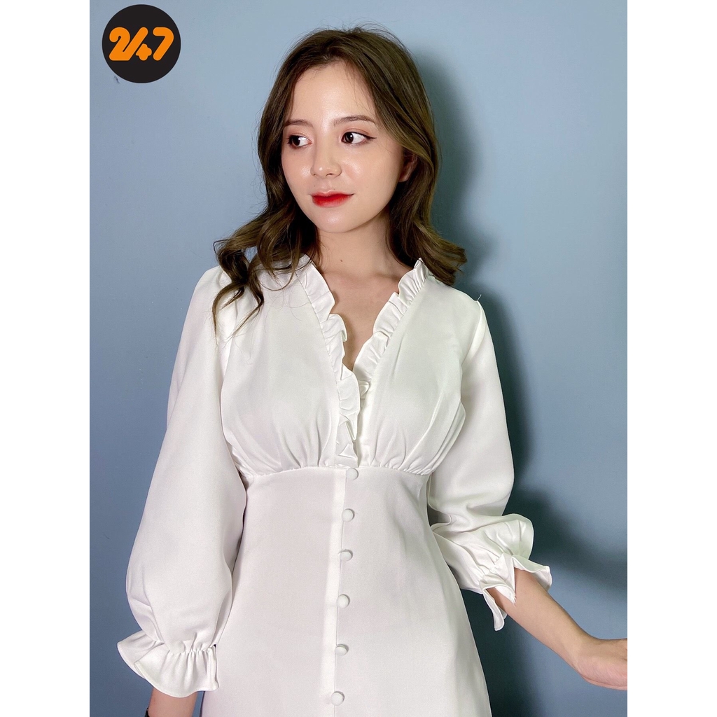 [Mã FAGREEN245 giảm 10% tối đa 30K đơn 99K] Váy Trắng Tay Bồng Tinh Khôi - Váy Liền Thân | BigBuy360 - bigbuy360.vn