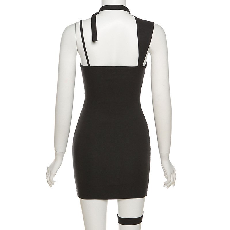 Đầm Hở Lưng Phối Dây Kéo Kèm Choker J9Zv