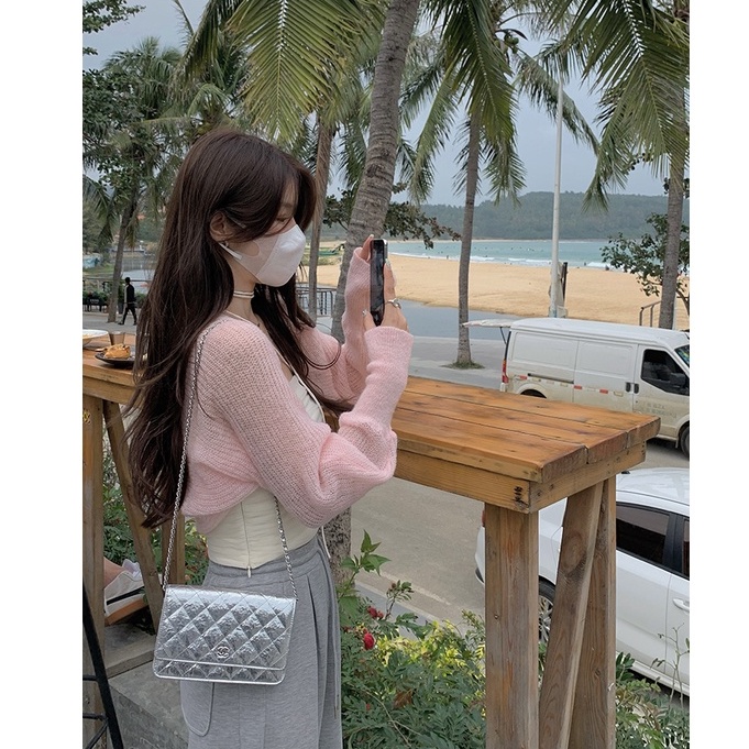 QADCOL Áo khoác cardigan QADCOL dệt kim tay dài chống nắng cho nữ