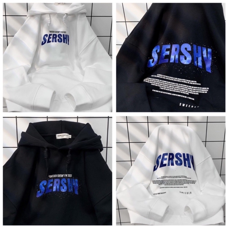 Áo Hoodie Tay Dài Sershy Vải Nỉ Bông Form Rộng Ulzzang Unisex( Hàng Sẵn)