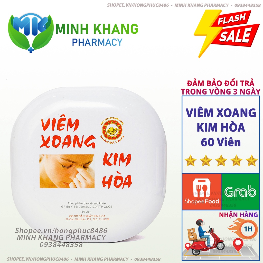 Viêm xoang kim hòa hiệu đá vàng 60 viên