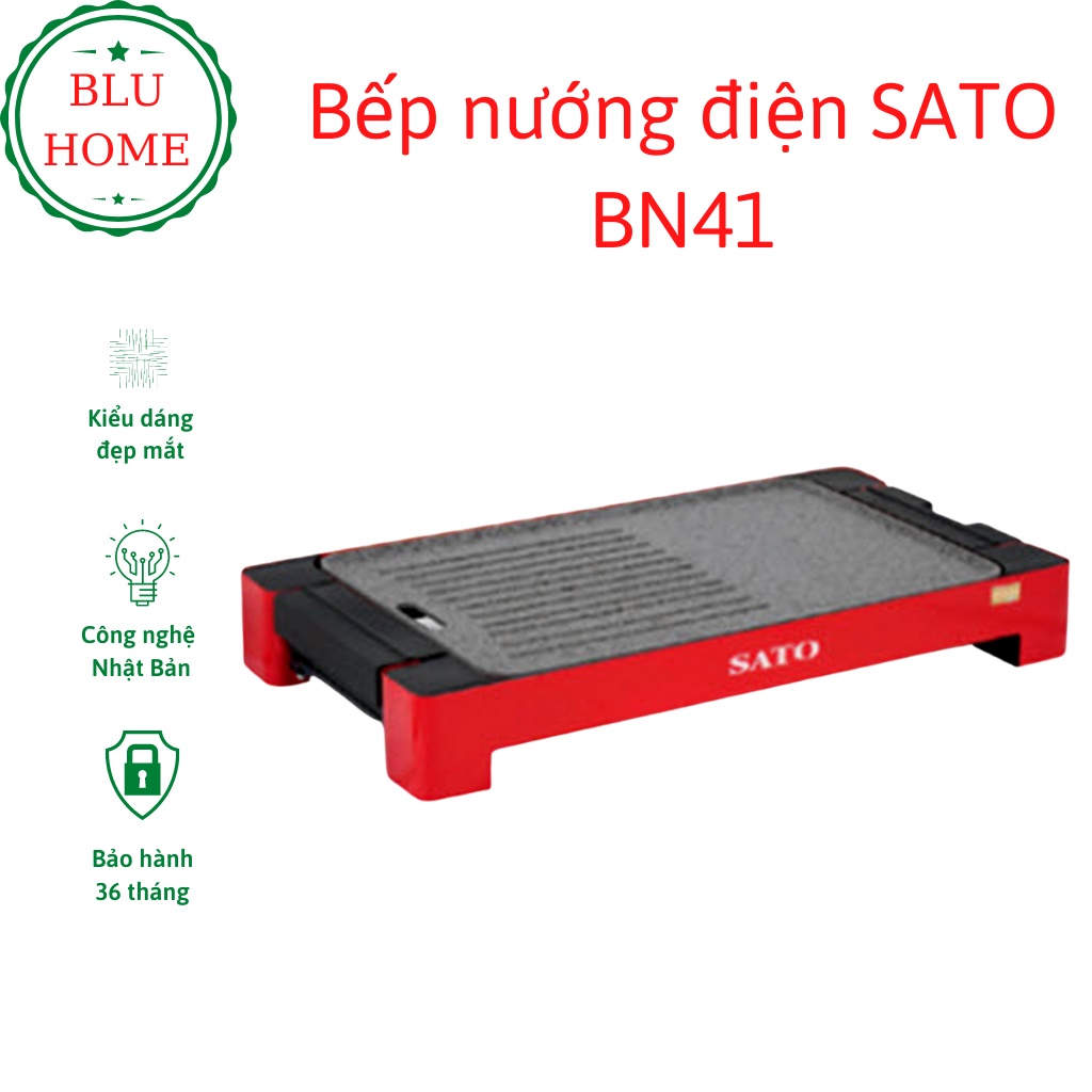 Bếp nướng điện không khói SATO BN41, Hợp Kim Nhôm Đúc Nguyên Khối Phủ Chống Dính Cao Cấp