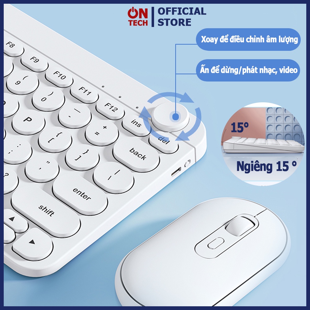 Bàn Phím Bluetooth Chuột Không Dây Cho Laptop Máy Tính Bảng Điện Thoại Maicong KM898 Công Thái Học Chống Ồn Pin Sạc