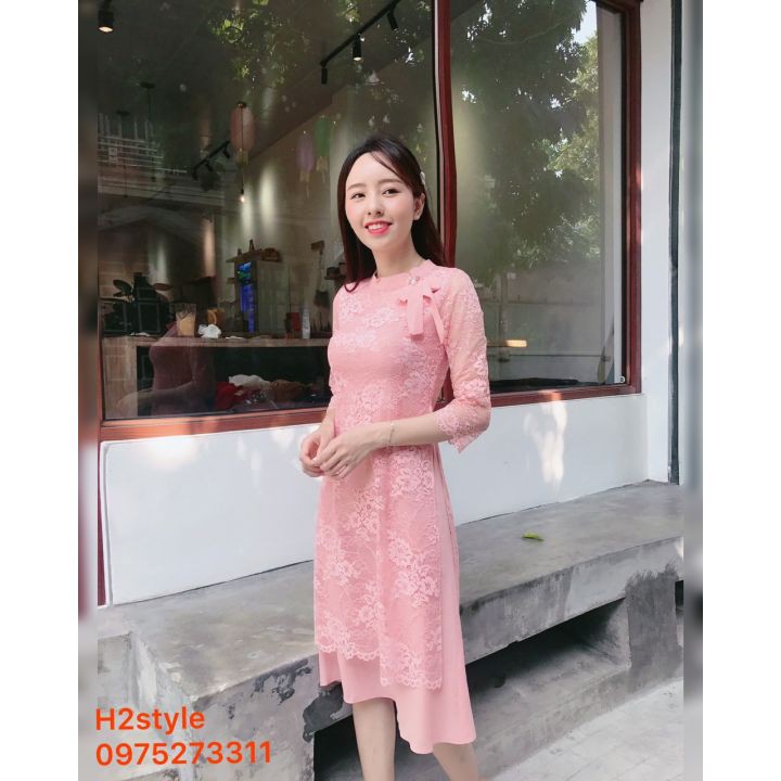 Áo dài cách tân cổ nơ cách điệu cực hot