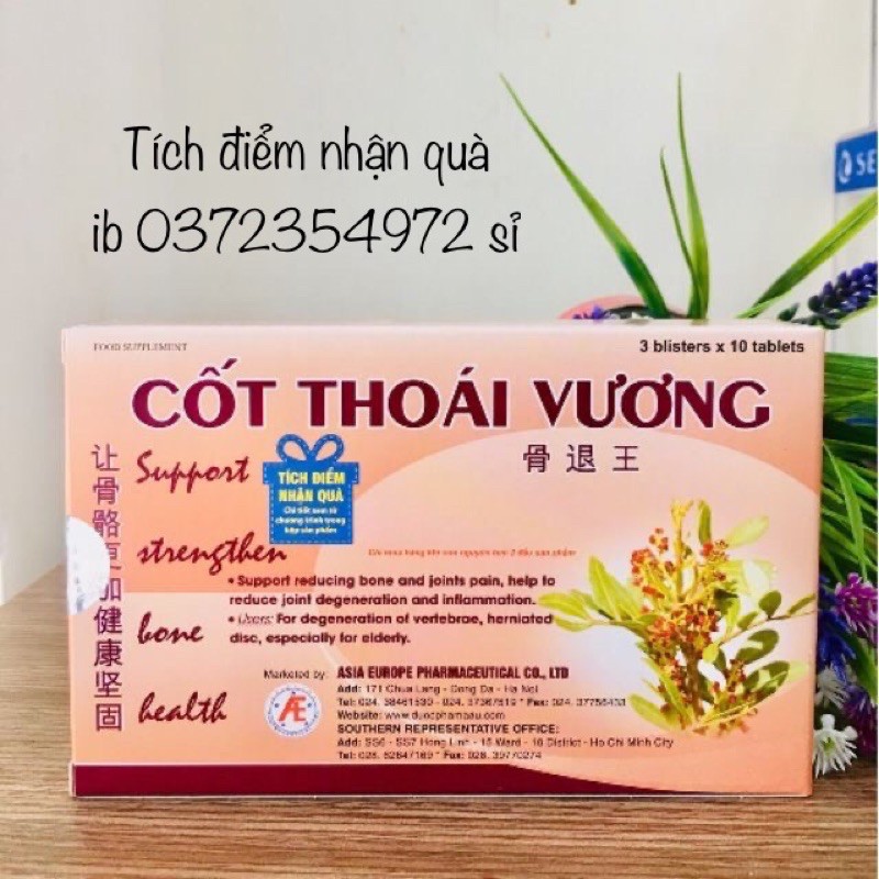 CỐT THOÁI VƯƠNG hộp 30 viên (tích điểm 10h tặng 1h + QUÀ )